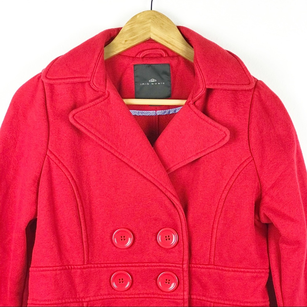 Iris Basic Red Pea Coat - image 4